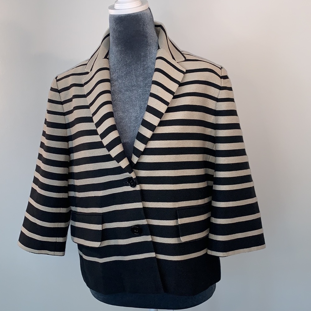 Ann Taylor Black and Tan  horizontal short jacket size 8